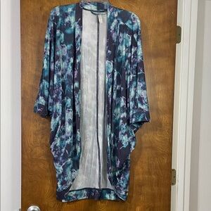 Cacique Blue and Purple Tie-Dye Cover-Up With Pockets